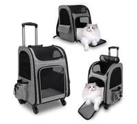 Cat Transport Backpack, Cat Carrier, Wheels, Backpack for Dogs with Wheels, Suitable for Dogs and Cats up to 15 kg, Ideal for Walks, Travels and Visits to the Veterinarian