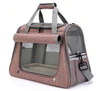 Cat Transport Bag, Breathable, Foldable, Transport Box, Cat and Dog up to 9 kg, 45 x 25 x 34 cm, with Shoulder Strap, Safe, Lightweight, Portable, Cat Carrier for Car, Travel, Plane (Pink)