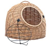 Cat Transporter Natural Willow Basket Carrier Brown/Grey Multi Sizes vidaXL