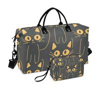 Cat Travel Duffle Bag Gym Bag, Black Cats Print Weekender Bags for Women with Toiletry Bag Travel Tote Bag Swim Bag