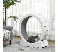 PawHut Cat Treadmill, 30" Wooden Cat Running Wheel with Brake, White