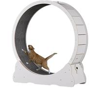 Cat Treadmill, with Carpeted Runway, Pet Treadmill Running Machine with Brake, Scratching Pads, Cat Exercise Wheel for Health, Perfect for your Energetic Cat,White-L