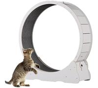 Cat Treadmill, Wooden Cat Exercise Wheel, with Carpeted Runway, Pet Treadmill Running Machine with Brake, Perfect for your Energetic Cat,White-XL