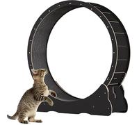 Cat Treadmill, Wooden Cat Exercise Wheel, with Carpeted Runway, Pet Treadmill Running Machine with Brake, Perfect for your Energetic Cat,Black-M