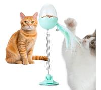 Cat Treat Dispenser, Interactive Cat Toy, Leaky Food Toy, Cat Puzzle Feeder, Interactive Cats Treat Dispenser Toy with Feather, Light, and Suction Cup for Play and Feeding Mealtime