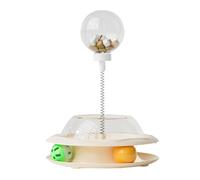 Cat Treat Dispenser - Interactive Cat Toy with Spring Teaser Wand and Balls | Food Dispensing Enrichment Game for Exercise Training, Mental Stimulation, Boredom Relief, Indoor Cats Playtime