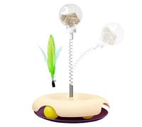 Cat Treat Dispenser Toy - Indoor Cat Turntable Toys | Cat Treat Dispenser Toy | Multifunctional Cat Treat Dispenser Toy | Interactive Ball Cat Puzzle Feeder, Feather Toy | Puzzle Play Interactive Toy