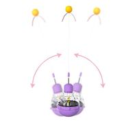 Cat Treat Dispenser Toy - Kitten Feeder Toy with Teaser Wand and LED Light | Kitten Enrichment Toys, Interactive Ball Cat Puzzle Feeder for Indoor Cats