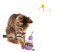 Cat Treat Dispenser Toy - LED Light Feeder, Interactive Puzzle Ball, Teaser Wand Attachment, Indoor Kitten Enrichment, Motion Activated Plaything | Feline Mental Stimulation Exercise Reward Training