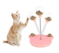 Cat Treat Dispenser Toy Plastic Unique Sturdy Construction Cute Bear Shape Base Cat Circle Track Toy with Feather for Kitten (Pink)
