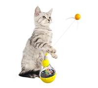 Cat Treat Dispensing Ball Toy | Cat Treat Puzzle Feeder Toy with Teaser Wand and LED Light | Cat Interactive Toy, Cat Food Ball Dispenser for Indoor Play