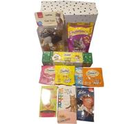 CAT TREAT HAMPER CONTAINING 15 X BRANDED TREATS/TOYS IN A GIFT BOX. (VARIOUS DESIGN)