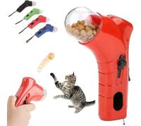 Cat Treat Launcher Toy, Handheld Interactive Pet Snack Catapult, Pet Treat Snack Dispenser Toy, Interactive Snack Shooter for Exercise, Park Walks (Red)