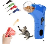 Cat Treat Launcher Toy, Handheld Interactive Pet Snack Catapult, Pet Treat Snack Dispenser Toy, Interactive Snack Shooter for Exercise, Park Walks (Blue)