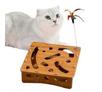 Cat Treat Puzzle Box | Cat Maze Game Puzzle Box with Teaser Wand | Stimulating Kitten Ball for Enrichment Brain Stimulation Indoor Outdoor Hunting Play