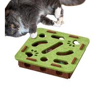 Cat Treat Puzzle, Interactive Foraging Feeder, Sensory Felt Bell Design, Mental Stimulation Training Tool, Indoor Outdoor Travel Crate Use, 11.81x11.81x2.95 Inches Gray 1 Piece