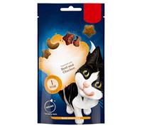 Cat Treats 8 x 45g Crispy Chicken & Beef - Light Crunchy Cat Snacks with Vitamins & Omega 6 for Adult Cats