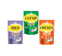 Cat Treats Bundle | Tasty Snacks with Chicken, Duck & Catnip Flavors | Crunchy Cat Biscuits for Kittens & Indoor Cats | No Artificial Colors | Irresistible Crunch & Soft Inside - 60g