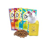 Cat Treats Bundle Which Includes | Dreamies Cat Treats Mix (60g) │ Chicken & Duck │ Salmon & Tuna │Cheese & Beef │Salmon & Cheese (1 each) | Bundled with 1x Donny & Dev Treat Dispenser Toy for Cats