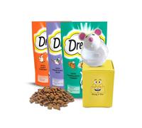 Cat Treats Bundle Which Includes | Dreamies Cat Treats Poultry Selection │ Turkey, Duck & Chicken | 1x (60g each) | Bundled with 1x Donny & Dev Treat Dispenser Toy/Puzzle Feeder for Cats