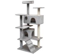 Cat Tree 125cm Grey Wooden Frame Sisal Scratching Posts Plush 67x67cm Deluxe XL