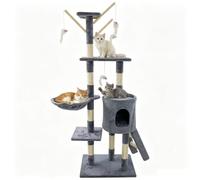Cat Tree, 139 cm Cat Tower for Indoor Cats, Cat Scratching Post with Hidden Space, Toy, Cave, Ladder, Soft Plush Top Perch and Cozy Hammock, Pet Activity Centre for Indoor Kittens, Grey