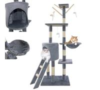 Cat Tree, 139cm Stable Cat Scratching Post for Indoor Cats, Multi-Level Stable Cats Tower with Sisal Scratching Posts, Toy, Cave, Ladder for Kitten Climbing, Playing, Relaxing, Grey