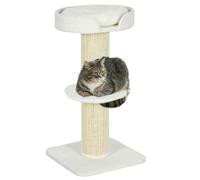PawHut 91cm Cat Tree with Scratching Post for Indoor Kittens, Cream White | Cat Tower, Bed, Perch, Removable Cushion