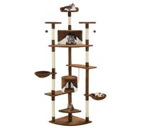 Cat Tree 203cm Brown & White Plush Sisal Scratching Posts 2 Houses Baskets Large