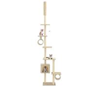 Cat Tree 260cm Beige Plush Sisal Multi-Level House Tunnel Scratching Post Perch