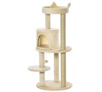 Pawhut 104Cm Cat Tree For Indoor Cats Kitten Scratching Post Climbing Tower In Beige Beige