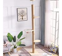 Cat Tree 4-Tier Floor to Ceiling Cat Tower Height Adjustable,with Spaceship Hamock, Tall Kitty Climbing Activity Center with Scratching Post