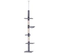 Cat Tree 5-Tier Grey P2 Particleboard 230-260H x40L x34Wcm Floor-Ceiling For5kg