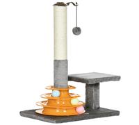 Cat Tree 56cm Grey Particle Board Plush Topper Sisal Scratching Post Toy 40x31cm