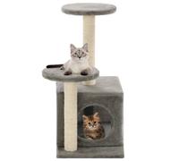 Cat Tree 60x30x60cm Grey Plush Sisal Scratching Posts Engineered Wood &Condo30cm