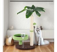 Cat Tree,70cm Cat Scratching Post for Indoor Cats,Transparent Feeder with Sisal Scratching Posts,Plush Toy Balls,Cave,Sisal Rope for Kitten Climbing,Playing,Relaxing,Green