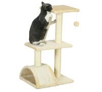 Cat Tree 72cm Cream White Particleboard Plush & Sisal 40x35cm Multilevel Perches
