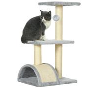 Cat Tree 72H x 40L x 35Wcm Light Grey Cream Plush & Sisal Scratching Tower Perch