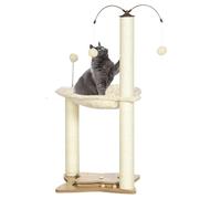 Cat Tree 90cm Beige MDF Indoor Scratching Posts Hammock Toy Balls 90x53.5x53.5cm