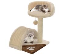 Cat Tree Beige Brown 30x30x40cm Plush Sisal Post Hanging Ball for Kittens Cozy