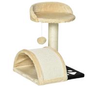 Cat Tree Beige Plush/Sisal Scratching Tower 35.5x37x46cm Cozy Kitten Play Perch