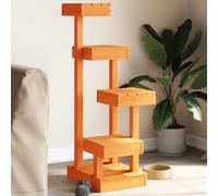 Cat Tree Brown Solid Pine Wood 4-Platform 45.5x49x103 cm Stable Indoor Home.