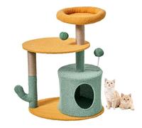 Cat Tree Cactus Cat Tower with Sisal-Covered Scratching Post, Comfy Flat, Plush Perch and Fluffy Ball for Indoor Cats