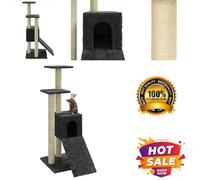 vidaXL Cat Tree with Sisal Scratching Posts Dark Grey 92 cm, Grey