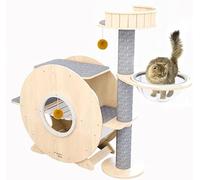 Cat Tree, Cat Tower Modern Cat Tree, Multi-Level Luxury Cat Tower with Running Wheels, Scratches Covered with Sisal, Spacious Apartment and Large Cat Perch, Place for Exercise and Rest