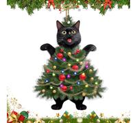 Cat Tree Christmas Ornaments 2024 Red and Green Christmas Decorations Acrliy Christmas Ornaments Hanging Accessories Outdoor Indoor Decor for Family
