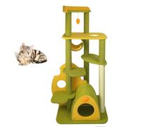 Cat Tree, Climbing Cat Tower with Cave Bed, Rest Tunnel, Jump Ring, Scratching Post and Hanging Toy for Indoor Cats, Kitten Condo Activity Center