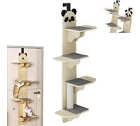 Cat Tree Door Mounted, 4-Level Climber for Indoor Cats, Space Saver Vertical Shelf with Scratching Post and Pads