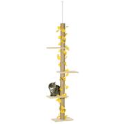 Cat Tree Floor-to-Ceiling 202-242cm Yellow Jute Scratching Tower Particleboards [EEK: Unbranded]
