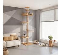 Cat Tree Floor to Ceiling,Cat Tree Height Adjustable from Floor to Ceiling(50“-114”), Tall Climbing Tree, Equipped with Scraping Pillars, Comfortable Bed, Observation Deck, Space Capsule